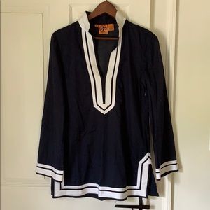 Tory Burch Navy & White Tunic